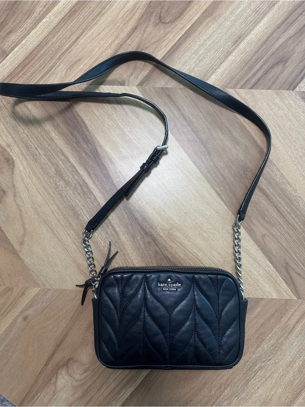 Kate Spade black leather Briar Lane quilted Kendall crossbody purse